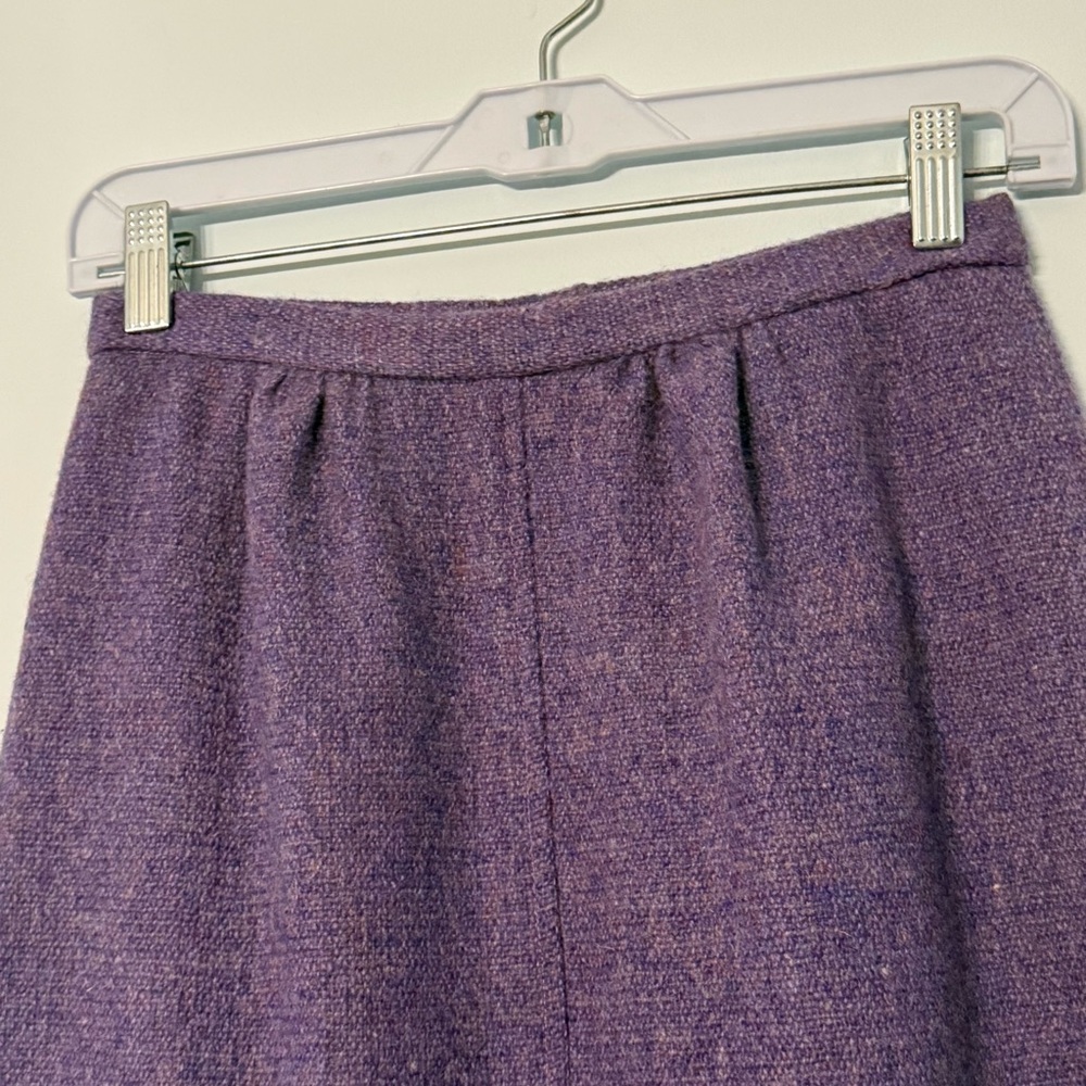 Vintage Avoca Handweavers Ireland Purple Wool  Skirt Pink Satin Lined Sz S - Picture 2 of 11